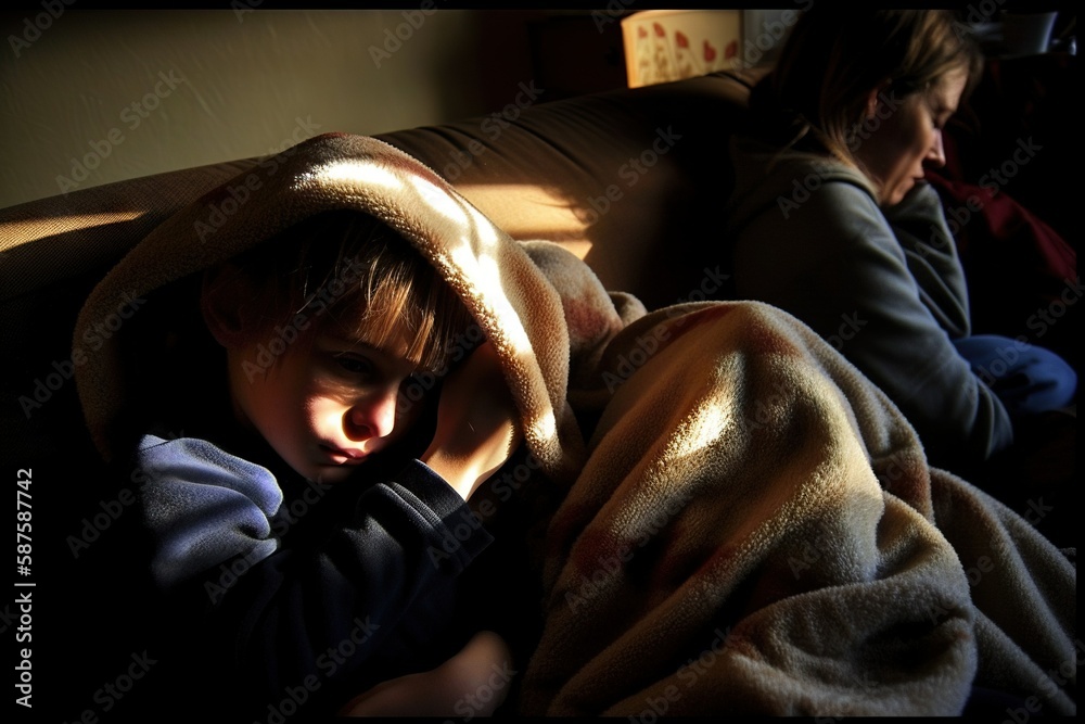 Fototapeta premium Cozy Family Night on the Couch