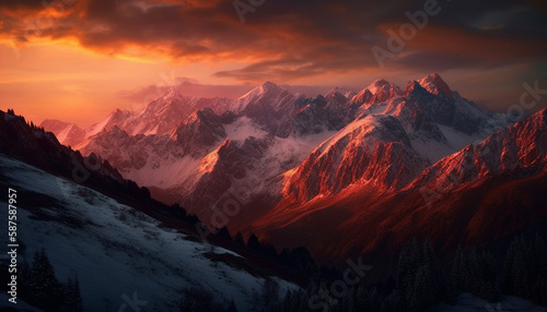 Majestic mountain peak rises in tranquil nature scene generated by AI © Jeronimo Ramos