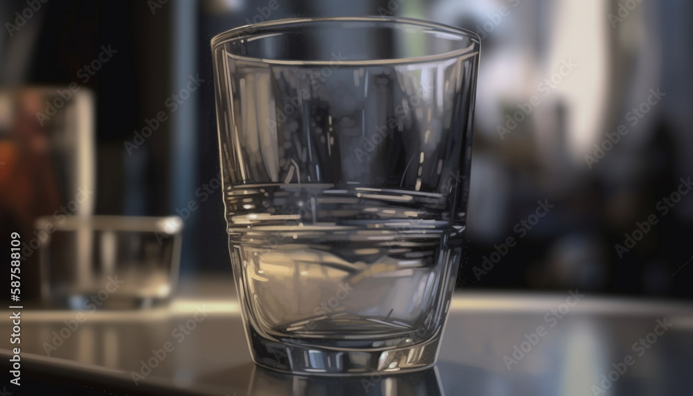 Shiny glass of fresh purified water pour generated by AI