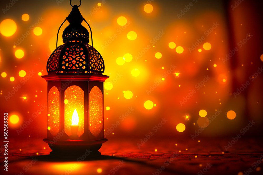Ai generated image of classic lamp with mosque shape with eid fitr celebration event. Ai generated image of classic lamp with mosque shape with eid fitr celebration event.
