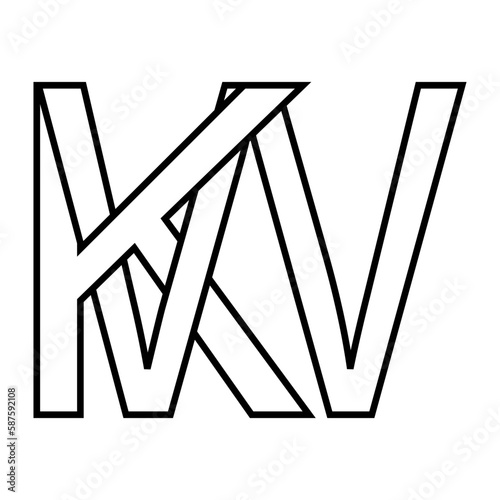 Logo sign kw wk, icon double letters logotype w k photo