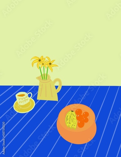 Still life iPad illustrations including flowers. digital drawing