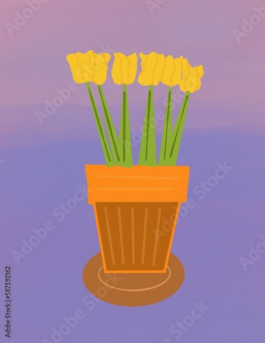 Still life iPad illustrations including flowers. digital drawing