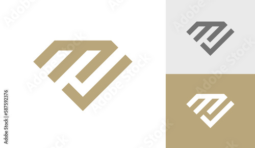 Letter MJ monogram with diamond shape logo design