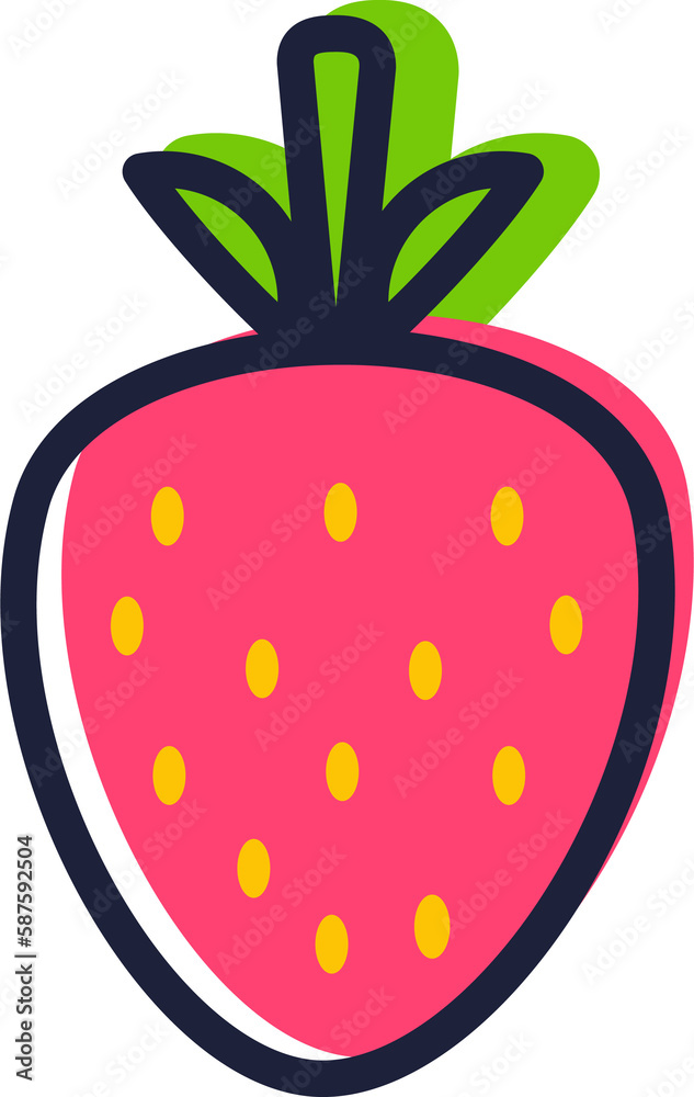 Srtawberry berry color icon. line style sign. For mobile concept and ...