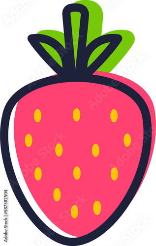 Srtawberry berry color icon. line style sign. For mobile concept and web design, poster; app; package. PNG, transparency. Infographic. photo