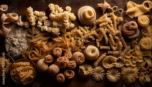 Healthy pasta meal variety of shapes and materials generated by AI © Jeronimo Ramos