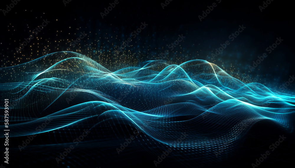 Glowing abstract wave pattern, digitally generated illustration generated by AI