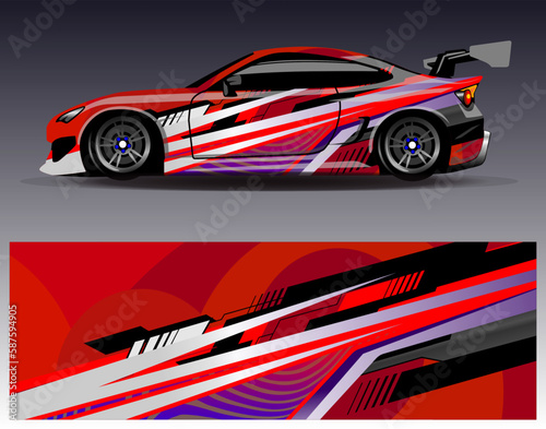 Car wrap design vector. Graphic abstract stripe racing background kit designs for wrap vehicle  race car  rally  adventure and livery