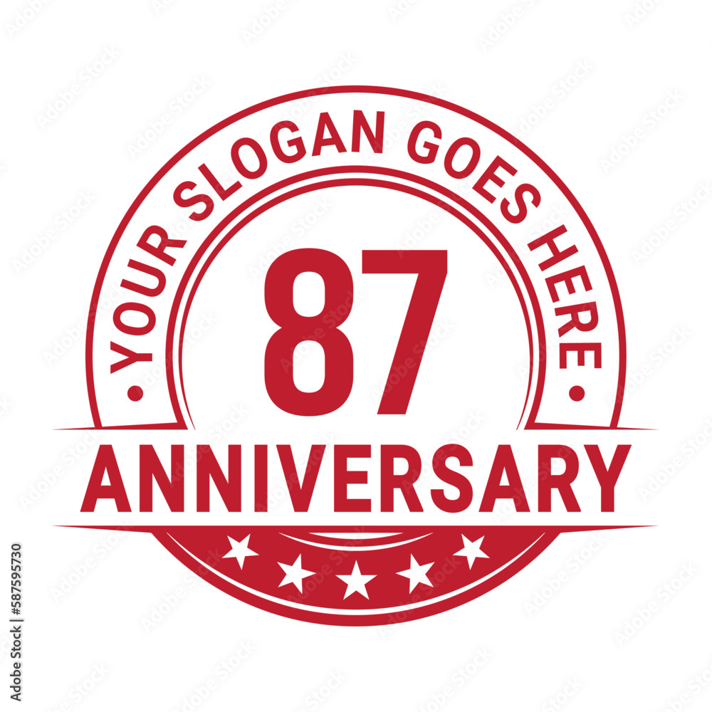 87 years anniversary logo design template. Vector illustration.