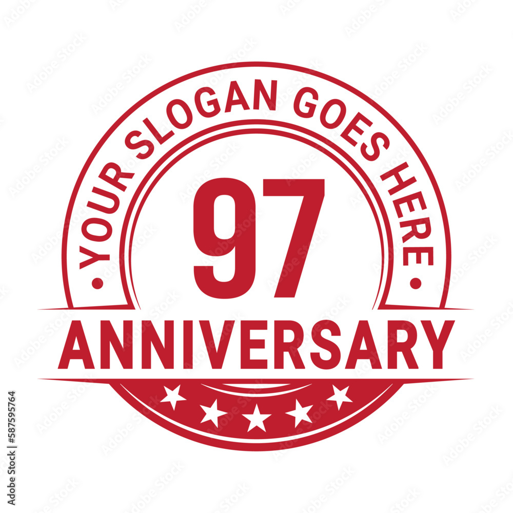 97 years anniversary logo design template. Vector illustration.