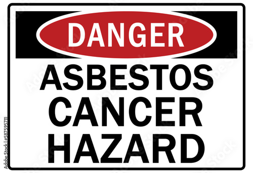 Asbestos chemical hazard sign and labels asbestos cancer hazard