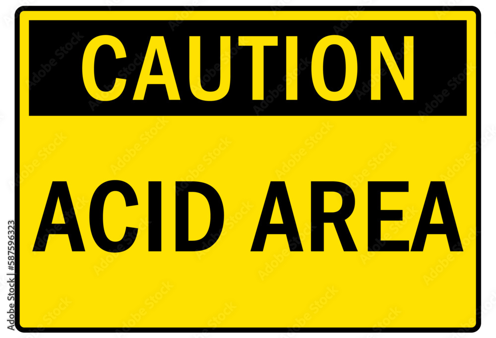 Fototapeta premium Acid chemical warning sign and labels acid area