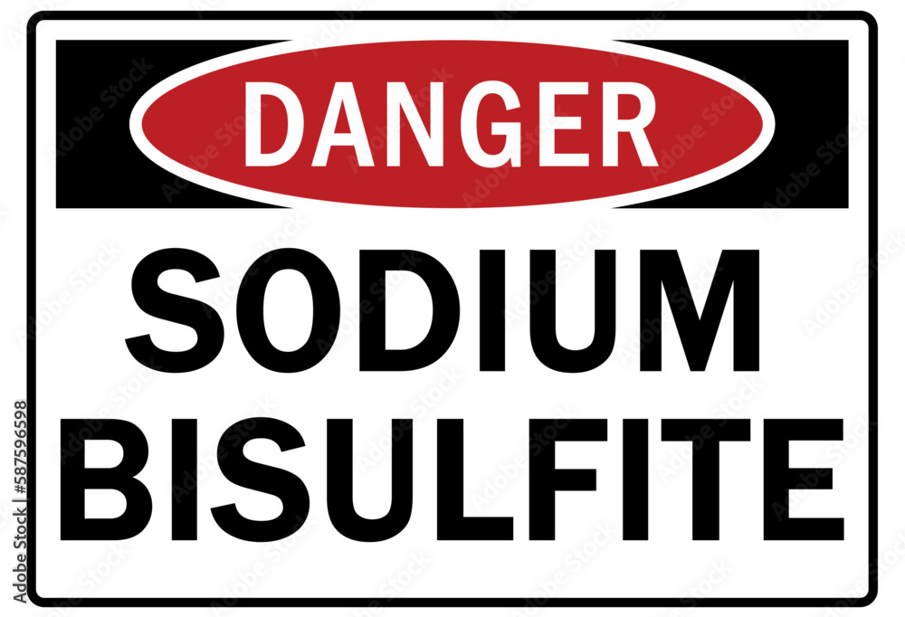 Acid chemical warning sign and labels sodium bisulfite