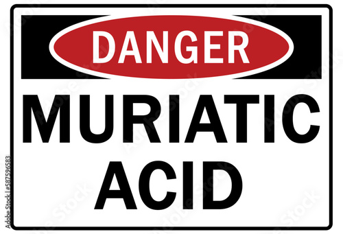 Acid chemical warning sign and labels muriatic acid