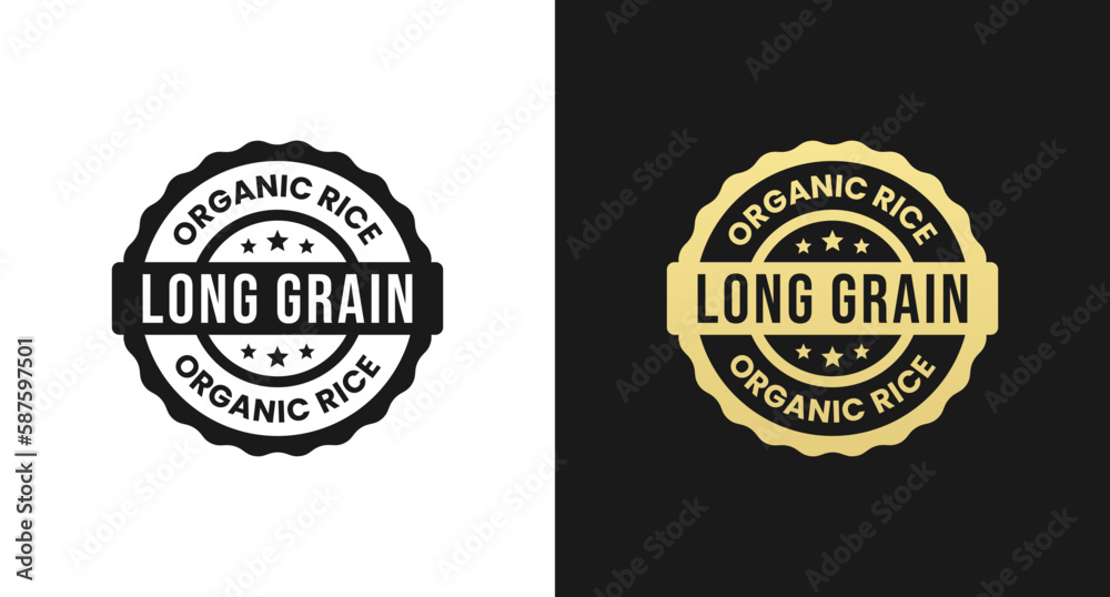 Long Grain rice label or Long Grain rice sign vector isolated in flat style. Best Long Grain rice label vector for product packaging. Long Grain rice stamp for product design element.