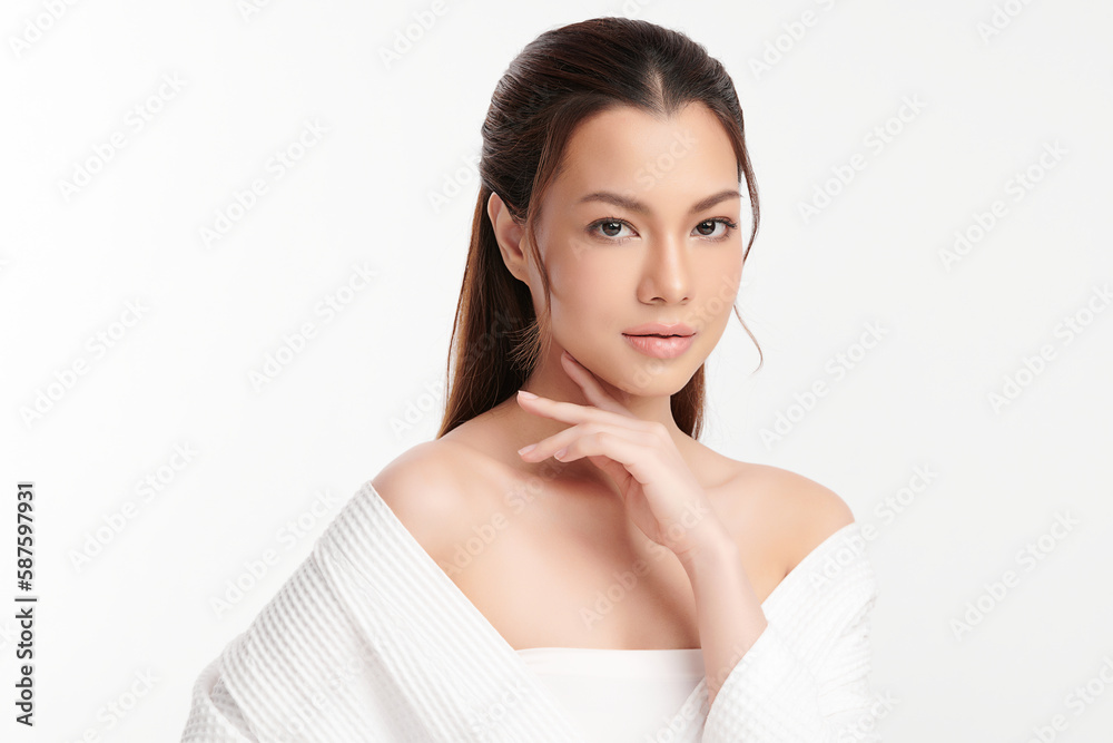 Beautiful young asian woman with clean fresh skin on white background, Face care, Facial treatment, Cosmetology, beauty and spa, Asian women portrait. Beautiful young asian woman with clean fresh skin on white background, Face care, Facial treatment, Cosmetology, beauty and spa, Asian women portrait.