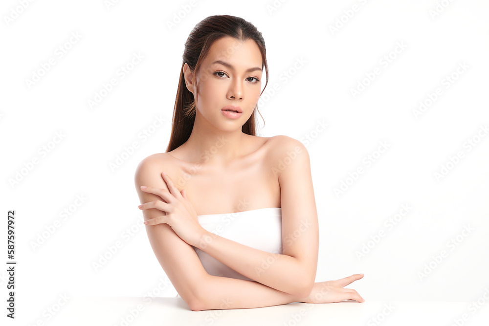 Beautiful young asian woman with clean fresh skin on white background, Face care, Facial treatment, Cosmetology, beauty and spa, Asian women portrait. Beautiful young asian woman with clean fresh skin on white background, Face care, Facial treatment, Cosmetology, beauty and spa, Asian women portrait.