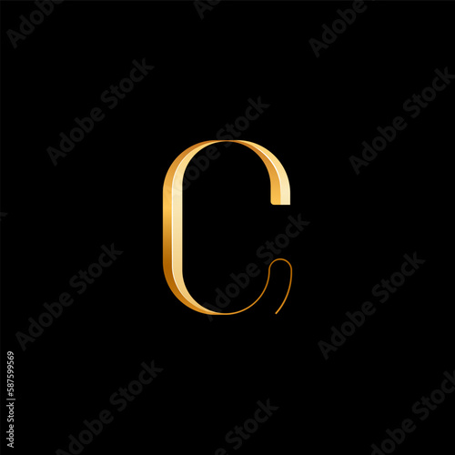 3d Latin letter C serif alphabet, beautiful elegant golden font classic perfect for logotypes, wedding invitations, or fashion or perfume design, vector illustration 10EPS