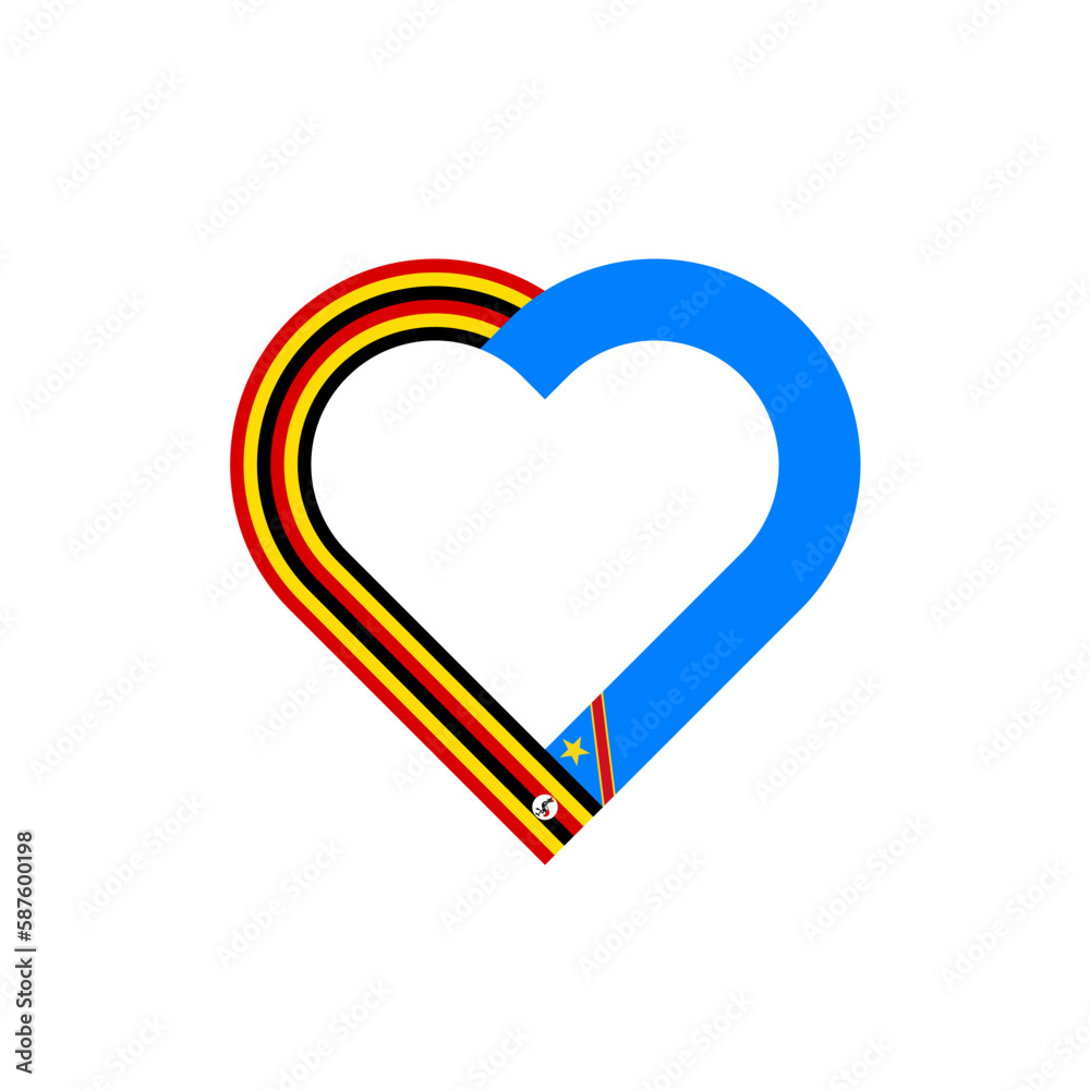 unity concept. heart ribbon icon of uganda and dr congo flags. vector illustration isolated on white background unity concept. heart ribbon icon of uganda and dr congo flags. vector illustration isolated on white background