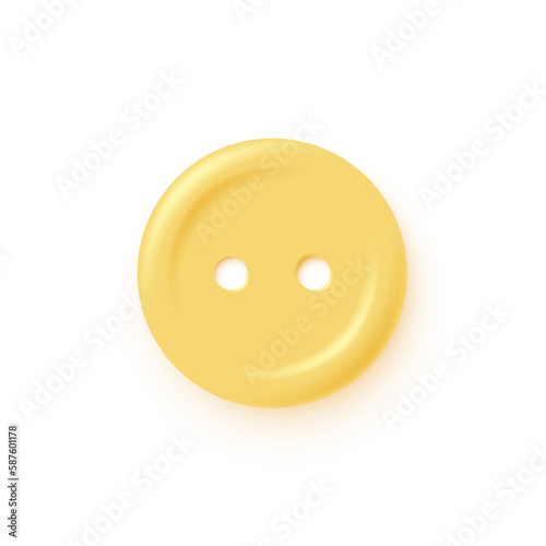 Round button for clothes, 3D plastic sewing and dressmaking object, craft decoration