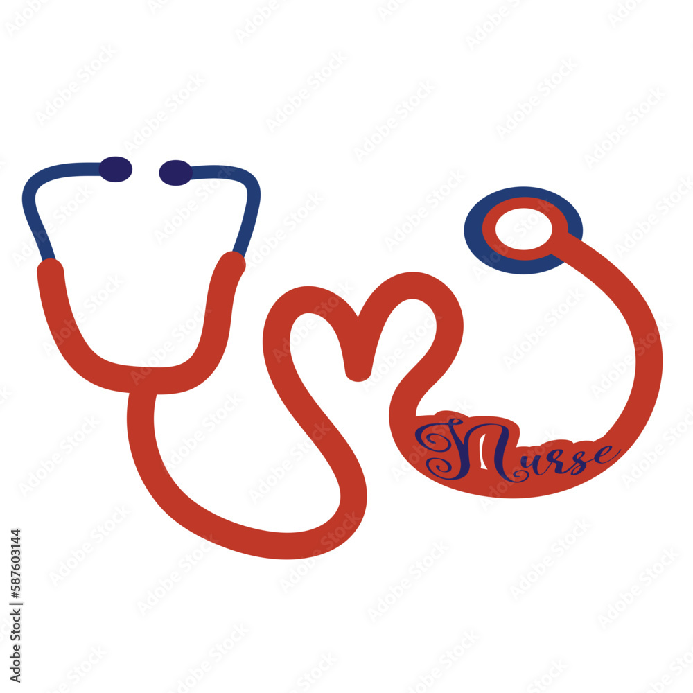 Obraz premium Stethoscope with nurse text,