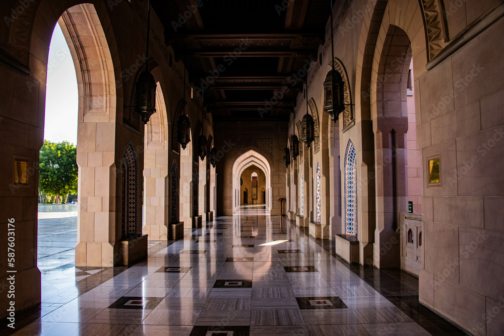 Inside the impressive Sultan Qaboos Grand Mosque, Muscat, Oman