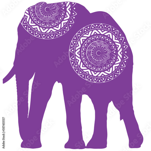 Elephant silhouette with mandala