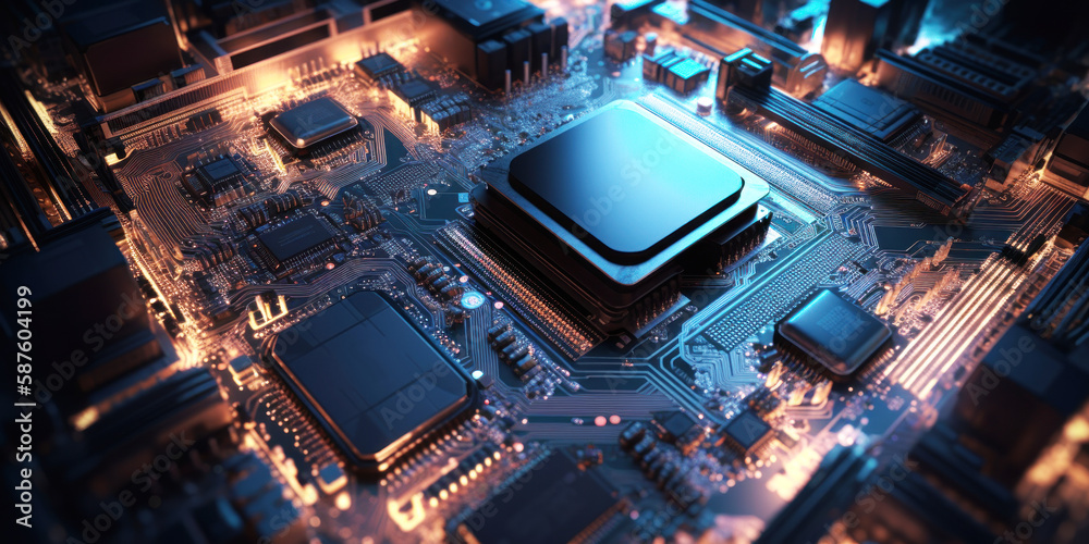 microprocessor or chip on circuit board, generative ai