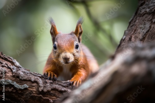 squirrel in the forest tree, generative ai