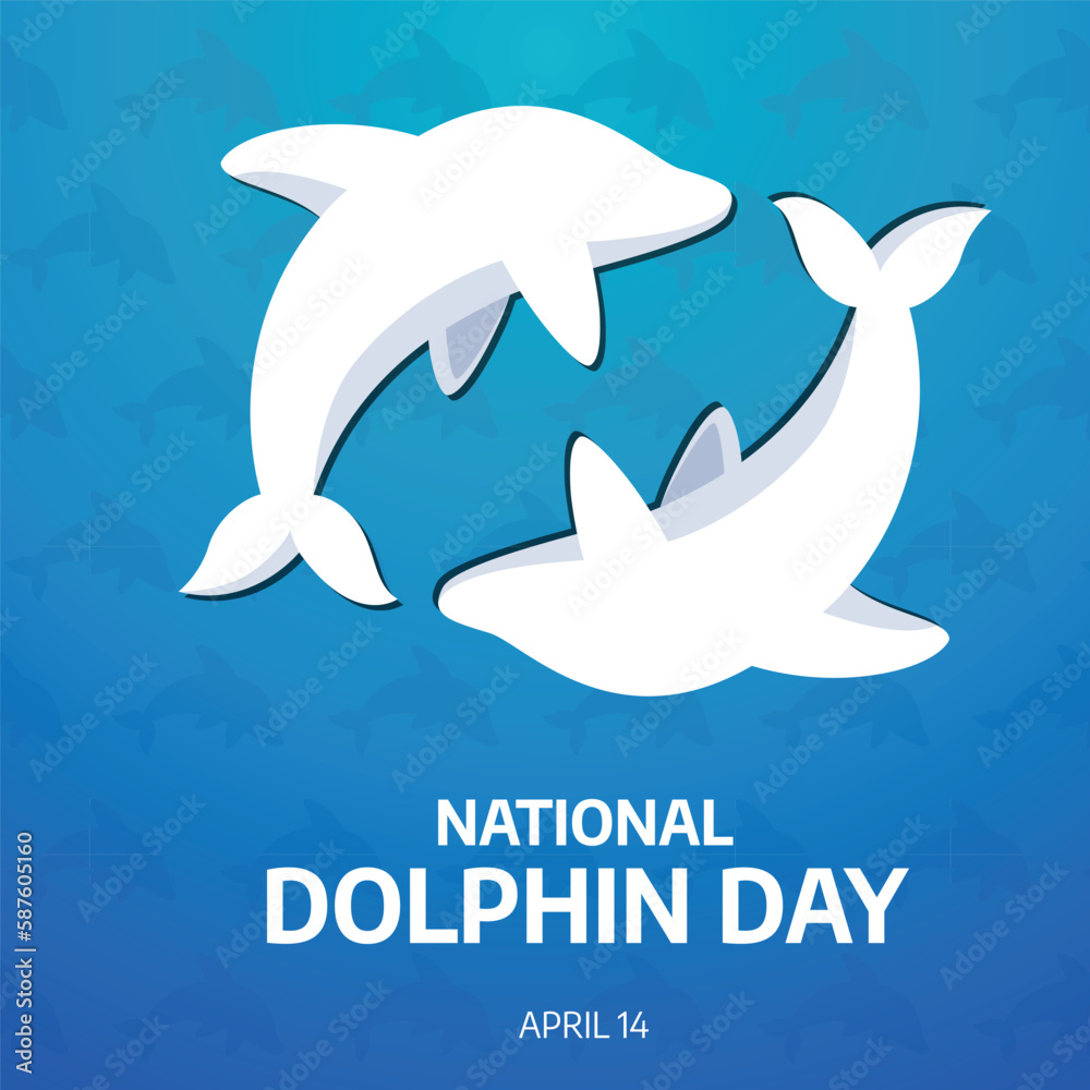 Obraz premium national dolphin day. dolphin day greeting vector design. flat illustration dolphin day. dolphin vector illustration.