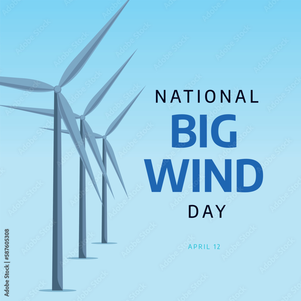 national big wind day. big wind day vector illustration with wind mill
