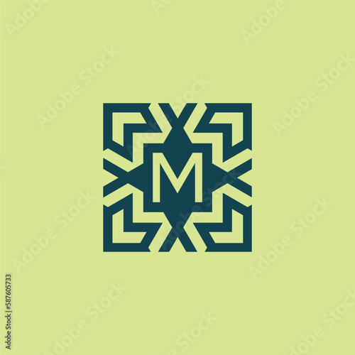 Initial letter M square abstract pattern logo