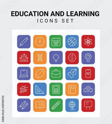 Education and Learning related icon set