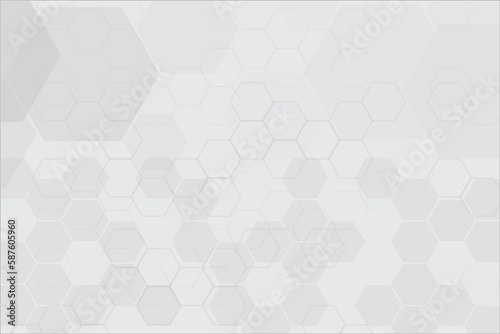 Technology background in concept of Hexagon Line. Grey tech Background with blank space for design and creative.