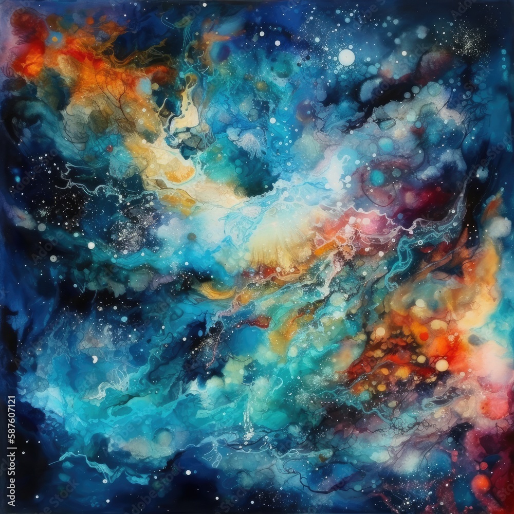 Cosmic Ocean of Stardust Galaxy Painting Generative Ai