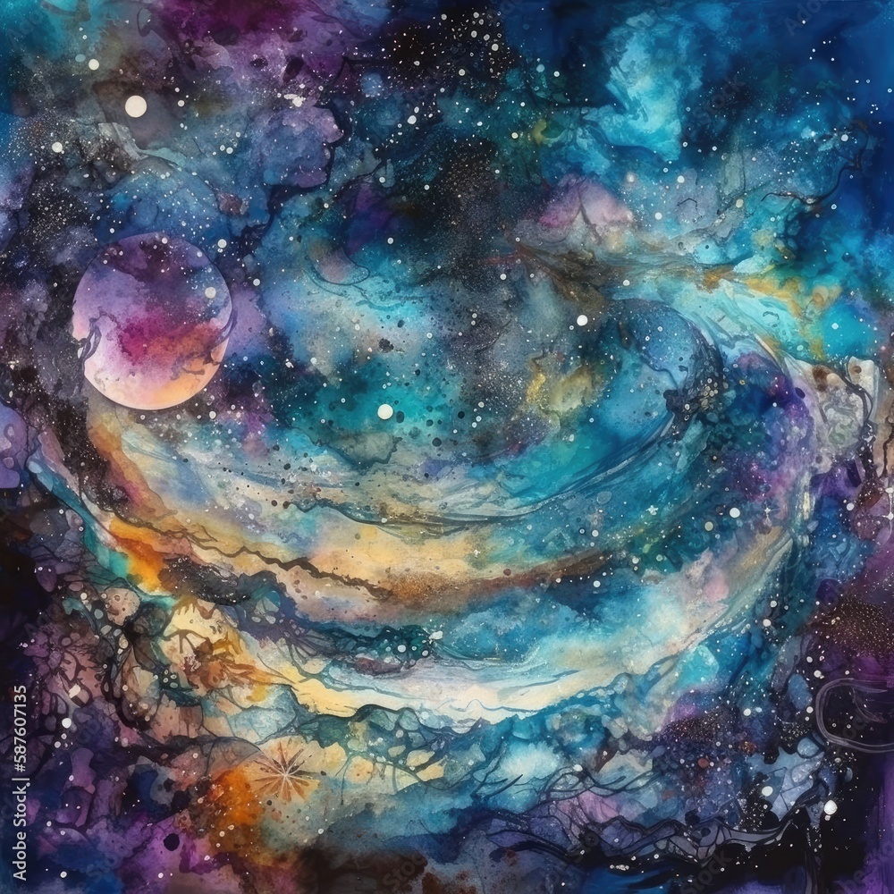 Cosmic Ocean of Stardust Galaxy Painting Generative Ai