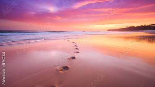 sunset over the beach, created with generative AI