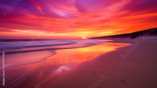 sunset over the beach, created with generative AI