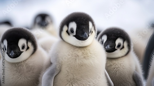 Emperor penguin chicks. Generative AI