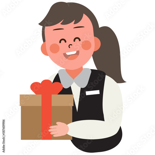 Salesperson with gift box
