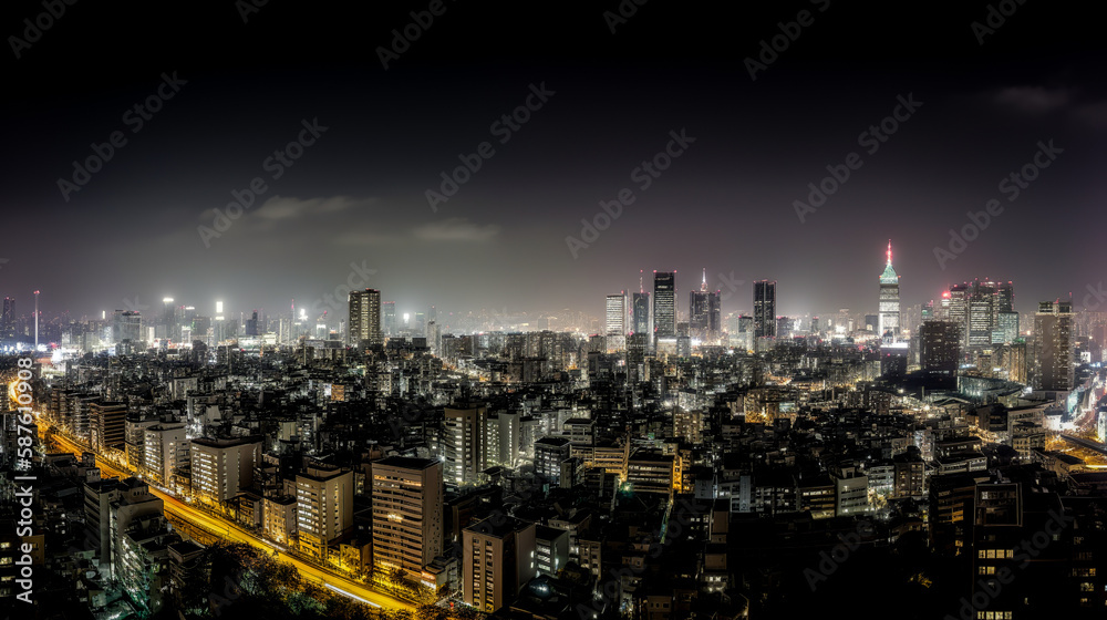 Night city view, generative ai Night city view, generative ai