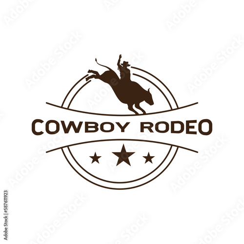 Bull riding rodeo logo