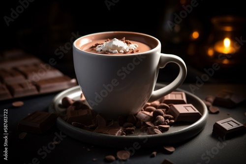 a cup of hot chocolate drink on table