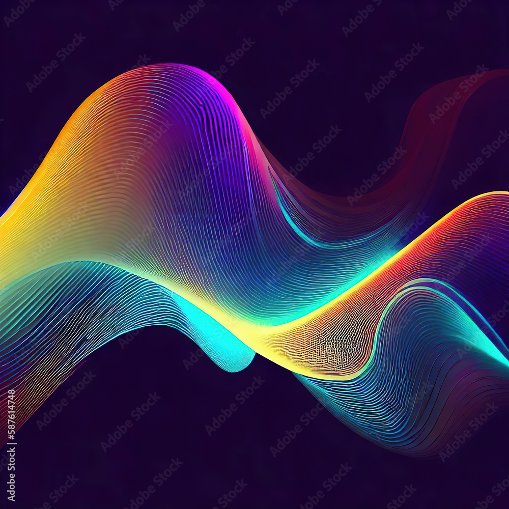 Abstract flowing wavy lines. Colorful dynamic wave with Generative AI Abstract flowing wavy lines. Colorful dynamic wave with Generative AI