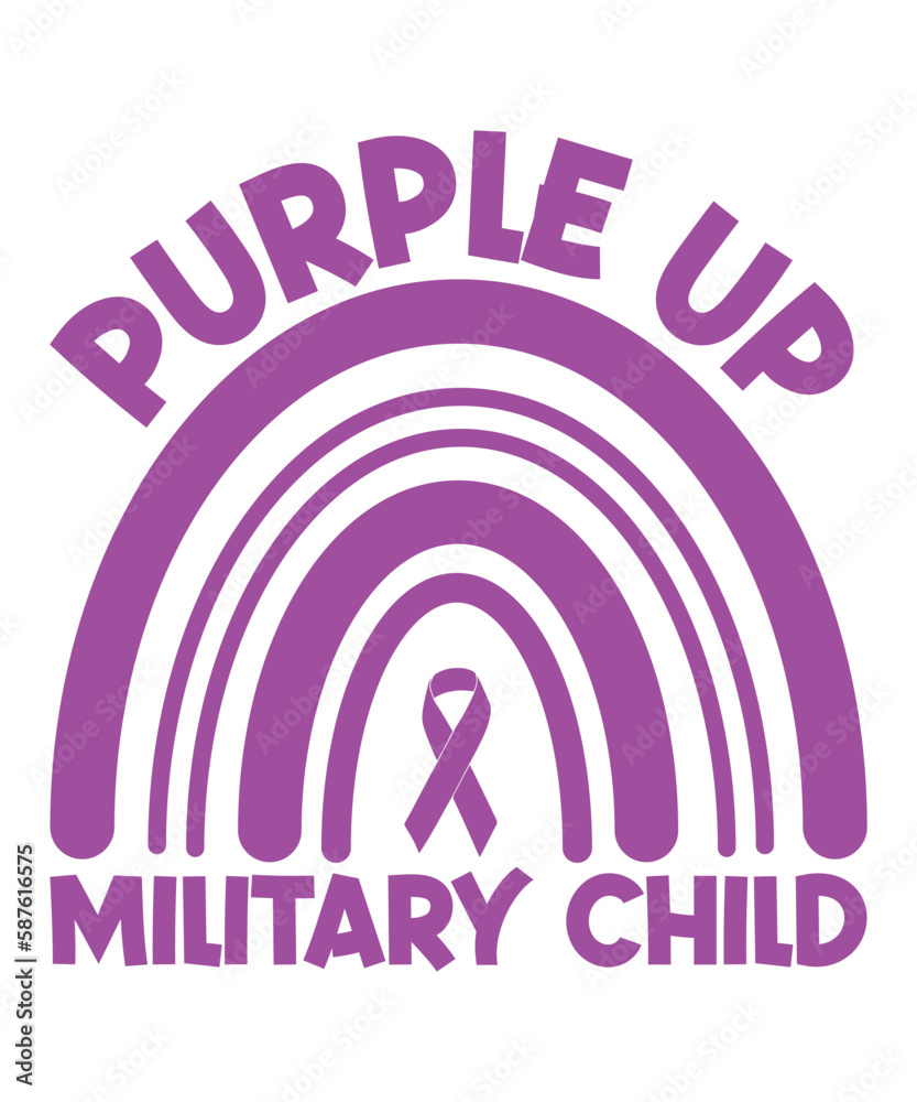 Purple Up For Military Child, Purple up for military kids dandelion flower vector cancer awareness Month of the Military Child typography t-shirt design veterans shirt