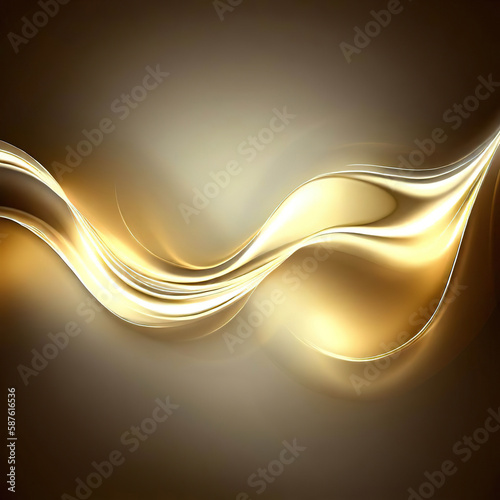 Abstract shiny color gold wave design element with Generative AI
