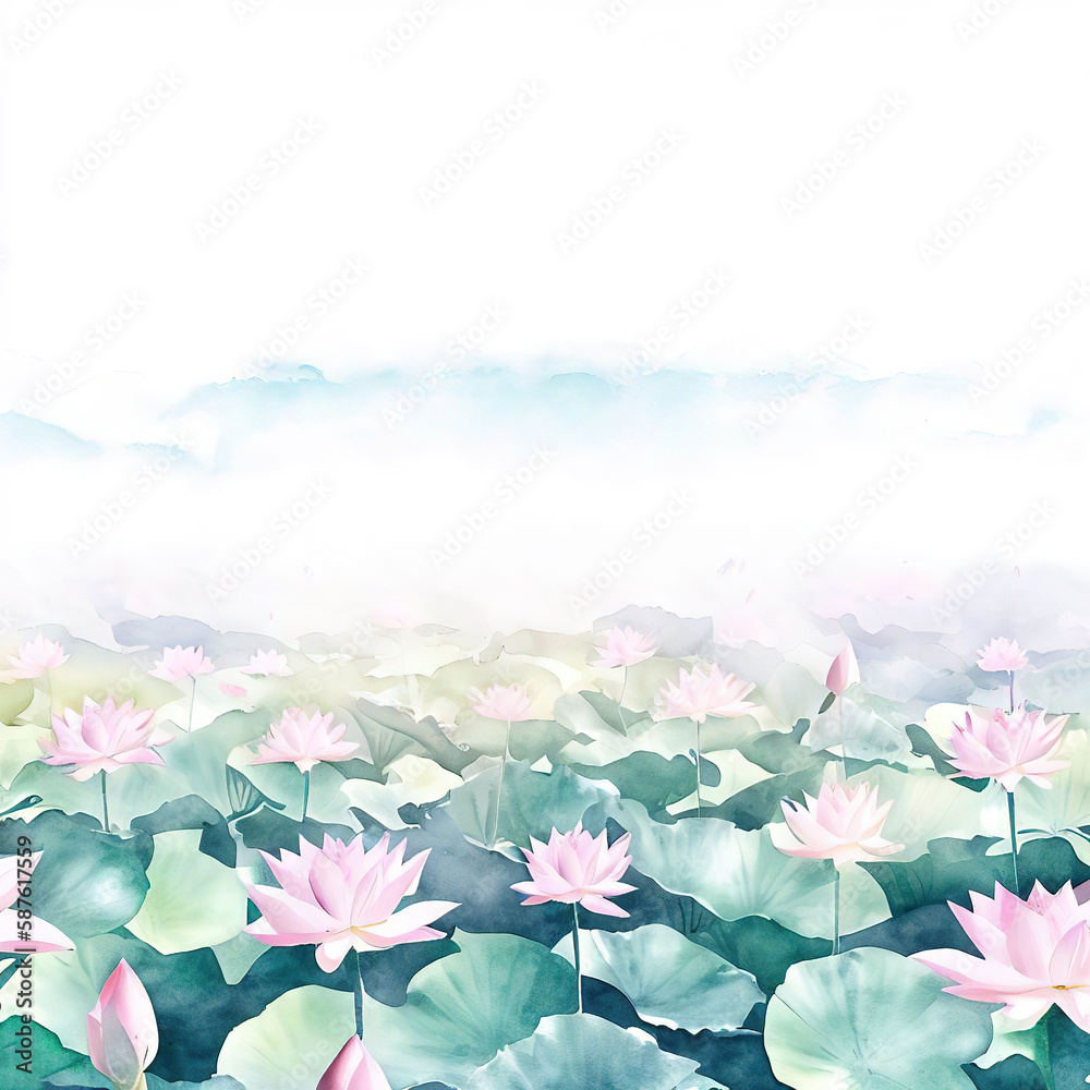 lotus in watercolor style with Generative AI lotus in watercolor style with Generative AI