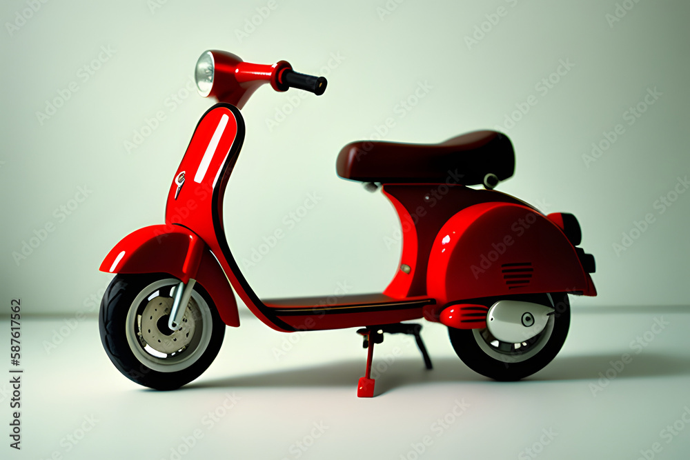 Red Scooter toy in the white background