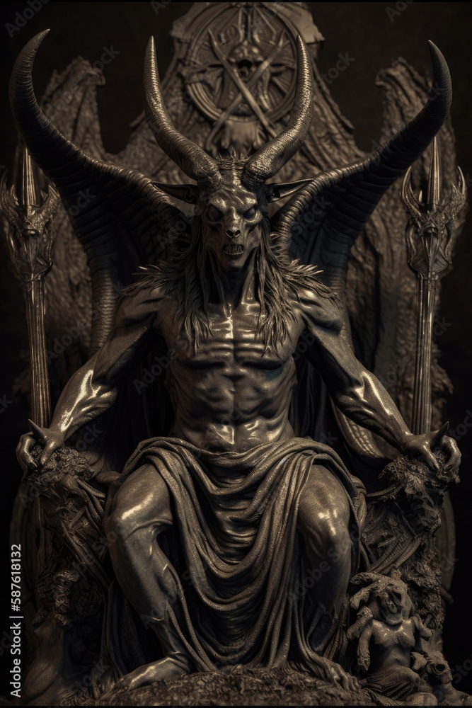 Fototapeta premium Concept art illustration of the Baphomet - generative ai
